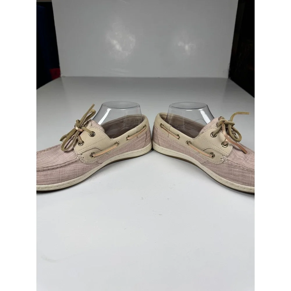 Sperry Koifish STS86519 Womens 7.5 Linen Pink Sparkle Moc Toe Lace Up Boat Shoes